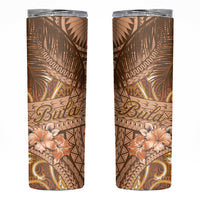 Fiji Masi Skinny Tumbler Bula Fijian Masi Tapa Vintage Style LT01 Brown - Polynesian Pride