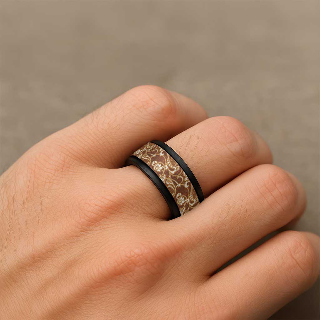 Fiji Masi Spinner Ring Bula Fijian Masi Tapa Vintage Style - Polynesian Pride