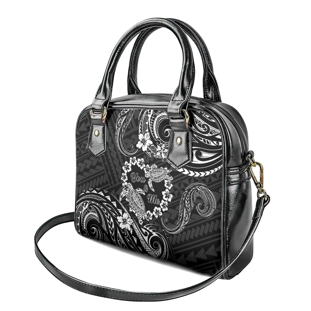 Polynesian Turtle Valentine Shoulder Handbag You And Me Hibiscus Heart LT01 - Polynesian Pride
