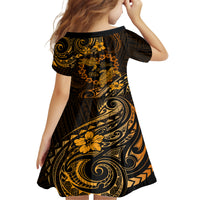 Polynesian Turtle Valentine Family Matching Summer Maxi Dress and Hawaiian Shirt You And Me Gold Hibiscus Heart LT01 - Polynesian Pride