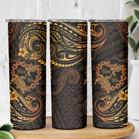 Polynesian Turtle Valentine Skinny Tumbler You And Me Gold Hibiscus Heart LT01 - Polynesian Pride