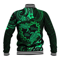 Polynesian Turtle Valentine Baseball Jacket You And Me Green Hibiscus Heart LT01 - Polynesian Pride