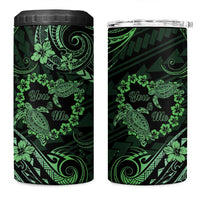 Polynesian Turtle Valentine 4 in 1 Can Cooler Tumbler You And Me Green Hibiscus Heart LT01 One Size: 16 oz Green - Polynesian Pride