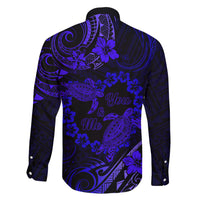 Polynesian Turtle Valentine Family Matching Short Sleeve Bodycon Dress and Hawaiian Shirt You And Me Navy Blue Hibiscus Heart LT01 - Polynesian Pride