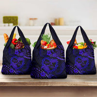 Polynesian Turtle Valentine Grocery Bag You And Me Navy Blue Hibiscus Heart LT01 3-pack One Size Blue - Polynesian Pride