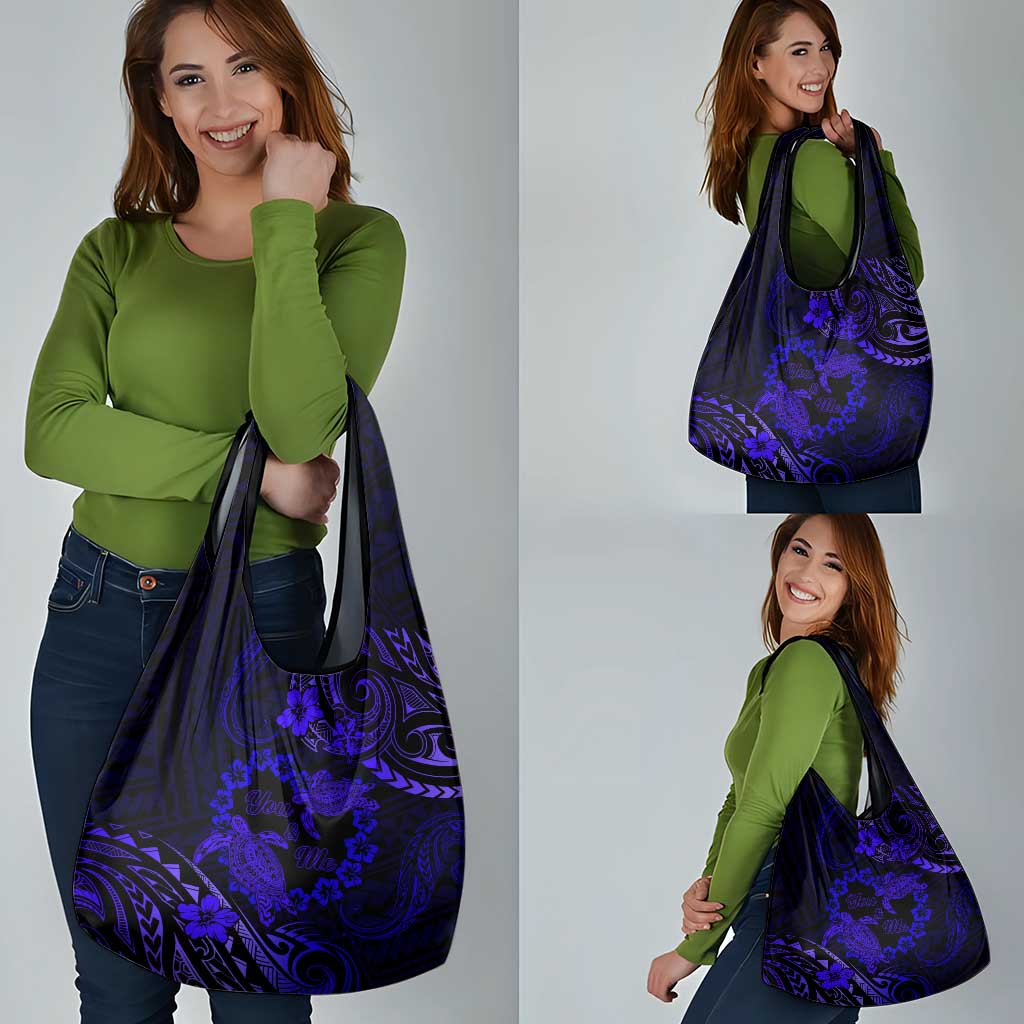 Polynesian Turtle Valentine Grocery Bag You And Me Navy Blue Hibiscus Heart LT01 - Polynesian Pride