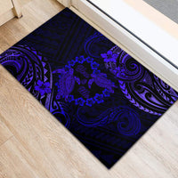 Polynesian Turtle Valentine Rubber Doormat You And Me Navy Blue Hibiscus Heart LT01 - Polynesian Pride