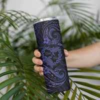Polynesian Turtle Valentine Skinny Tumbler You And Me Navy Blue Hibiscus Heart LT01 - Polynesian Pride