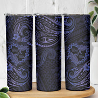 Polynesian Turtle Valentine Skinny Tumbler You And Me Navy Blue Hibiscus Heart LT01 - Polynesian Pride