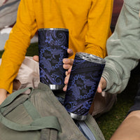 Polynesian Turtle Valentine Tumbler Cup You And Me Navy Blue Hibiscus Heart