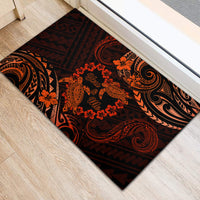 Polynesian Turtle Valentine Rubber Doormat You And Me Orange Hibiscus Heart LT01 - Polynesian Pride