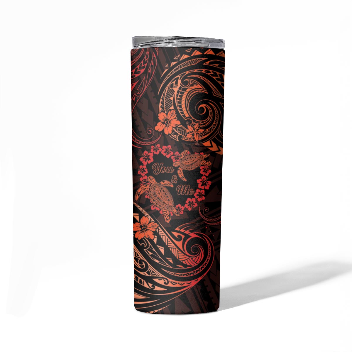 Polynesian Turtle Valentine Skinny Tumbler You And Me Orange Hibiscus Heart LT01 - Polynesian Pride