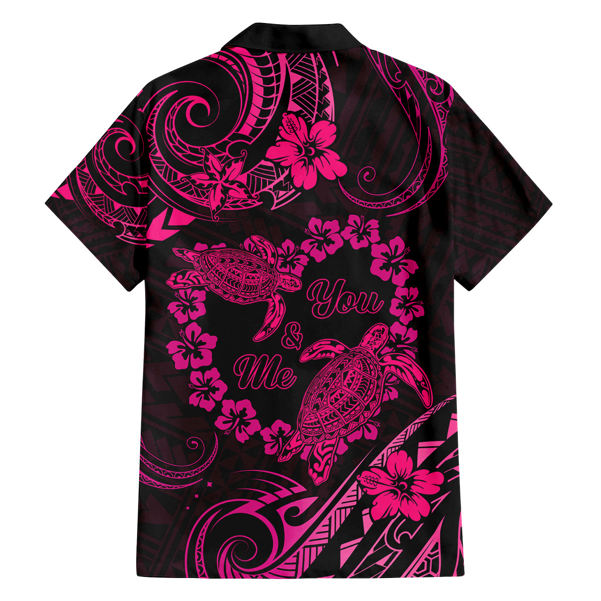 Polynesian Turtle Valentine Family Matching Long Sleeve Bodycon Dress and Hawaiian Shirt You And Me Pink Hibiscus Heart LT01 - Polynesian Pride