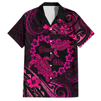Polynesian Turtle Valentine Family Matching Summer Maxi Dress and Hawaiian Shirt You And Me Pink Hibiscus Heart LT01 Dad's Shirt - Short Sleeve Pink - Polynesian Pride