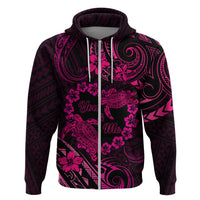 Polynesian Turtle Valentine Hoodie You And Me Pink Hibiscus Heart LT01 Zip Hoodie Pink - Polynesian Pride