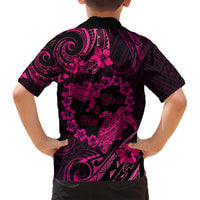 Polynesian Turtle Valentine Kid Hawaiian Shirt You And Me Pink Hibiscus Heart LT01 - Polynesian Pride