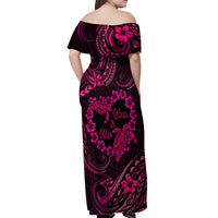 Polynesian Turtle Valentine Off Shoulder Maxi Dress You And Me Pink Hibiscus Heart LT01 - Polynesian Pride