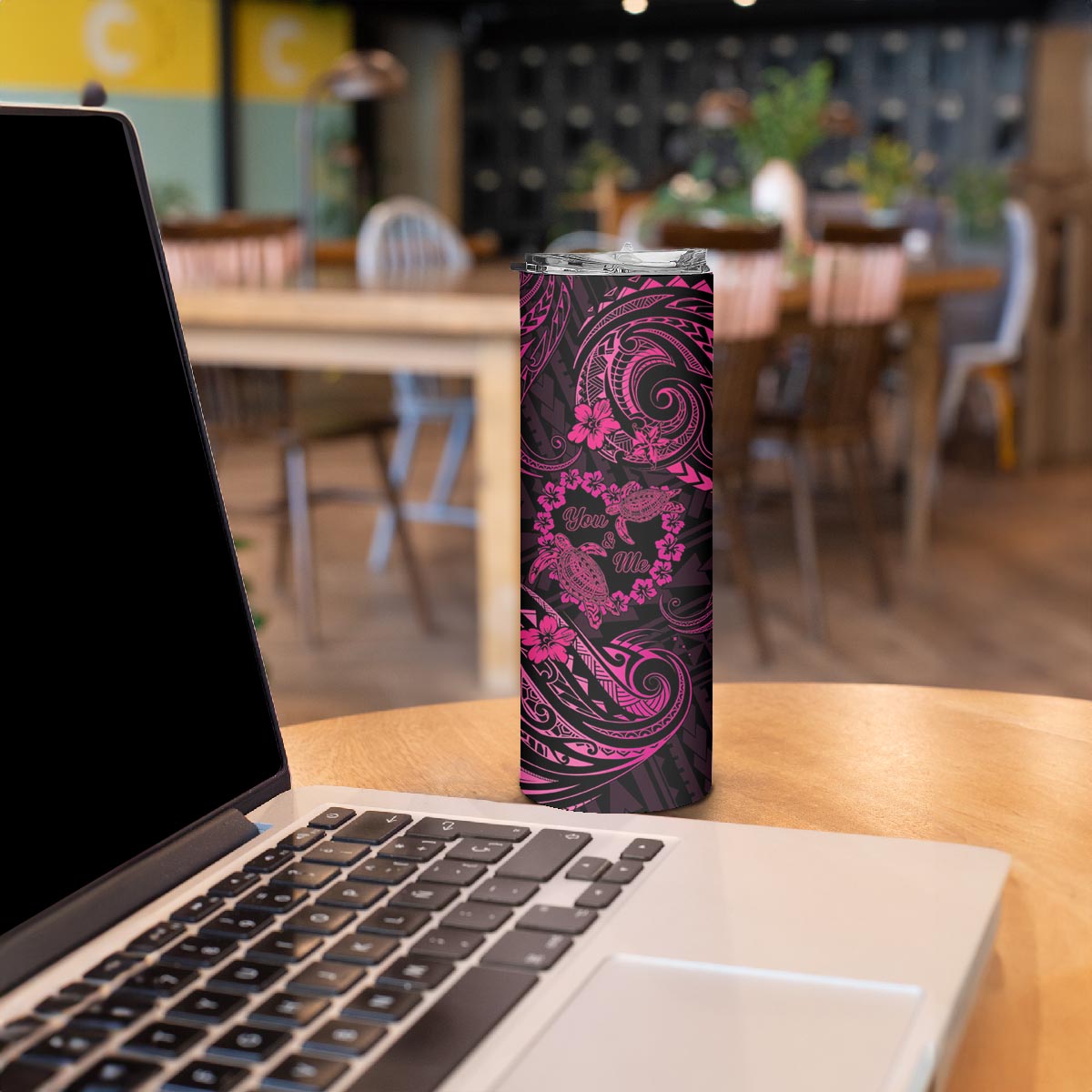 Polynesian Turtle Valentine Skinny Tumbler You And Me Pink Hibiscus Heart LT01 - Polynesian Pride