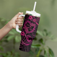 Polynesian Turtle Valentine Tumbler With Handle You And Me Pink Hibiscus Heart
