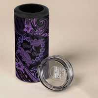 Polynesian Turtle Valentine 4 in 1 Can Cooler Tumbler You And Me Purple Hibiscus Heart LT01 - Polynesian Pride