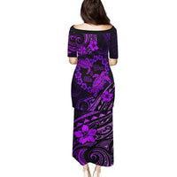 Polynesian Turtle Valentine Family Matching Puletasi and Hawaiian Shirt You And Me Purple Hibiscus Heart LT01 - Polynesian Pride