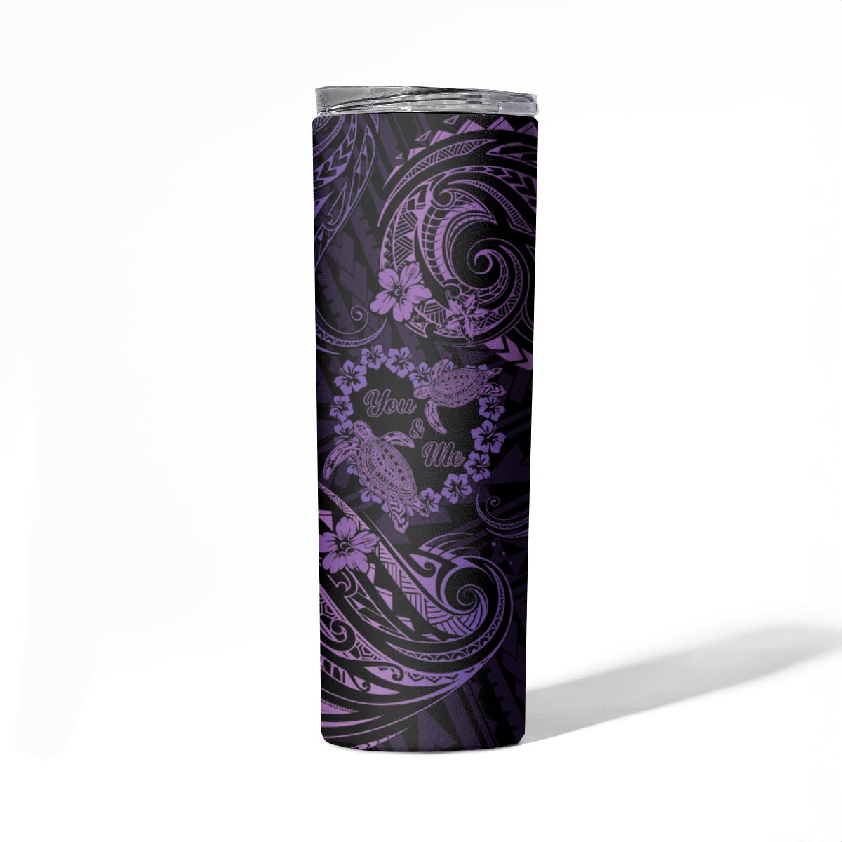 Polynesian Turtle Valentine Skinny Tumbler You And Me Purple Hibiscus Heart LT01 - Polynesian Pride