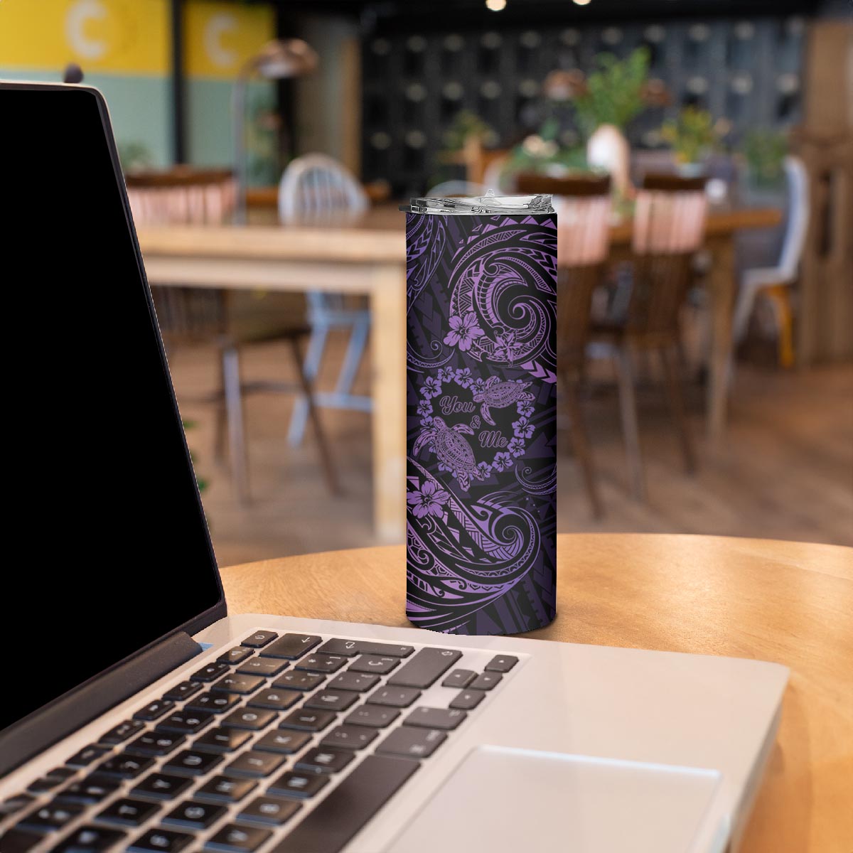 Polynesian Turtle Valentine Skinny Tumbler You And Me Purple Hibiscus Heart LT01 - Polynesian Pride