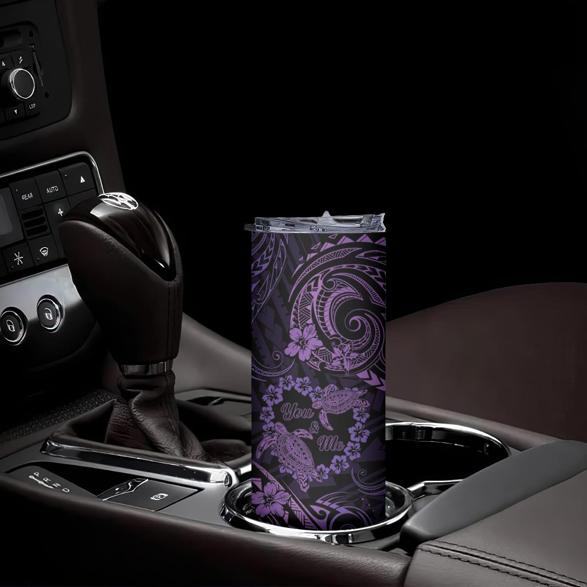 Polynesian Turtle Valentine Skinny Tumbler You And Me Purple Hibiscus Heart LT01 - Polynesian Pride