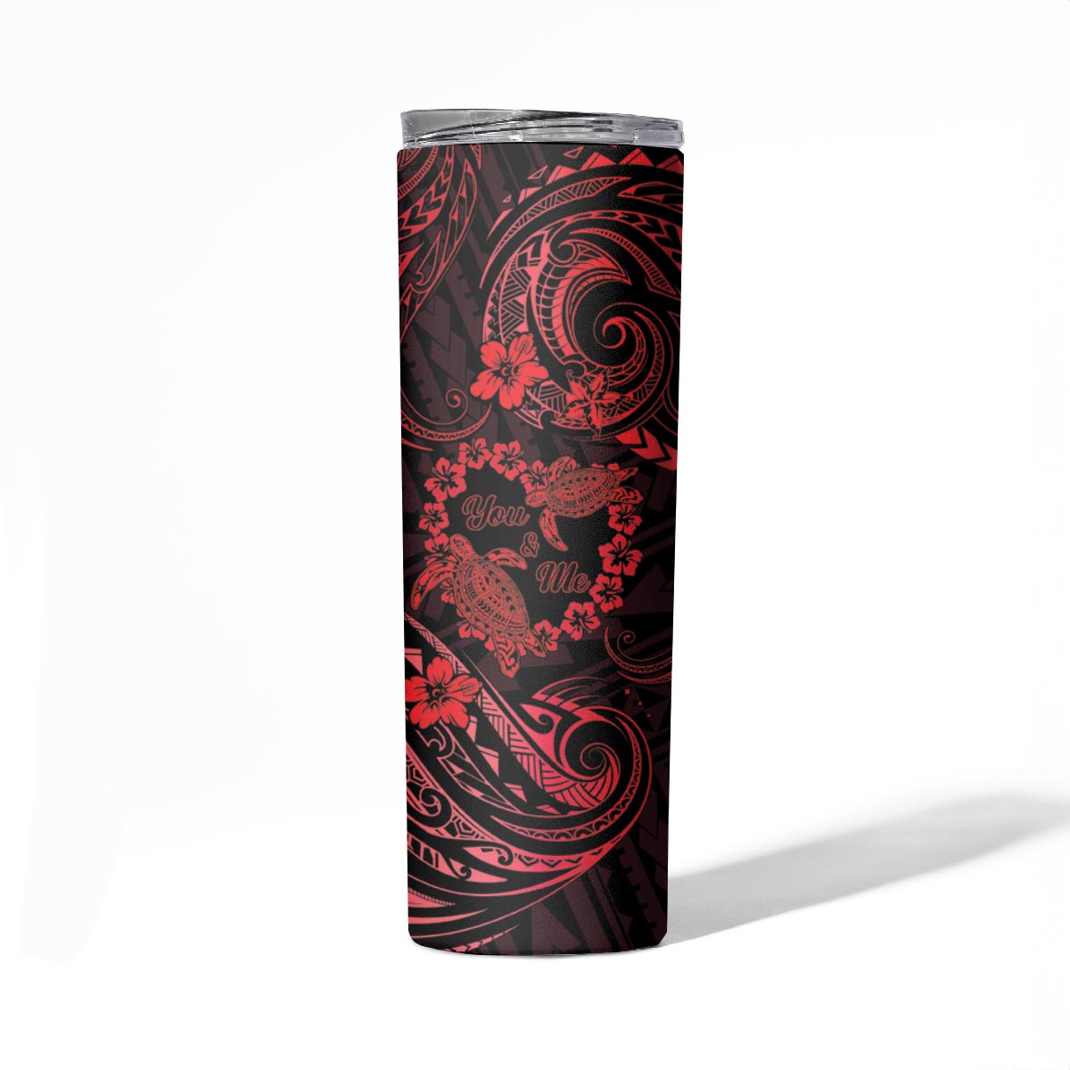 Polynesian Turtle Valentine Skinny Tumbler You And Me Red Hibiscus Heart LT01 - Polynesian Pride