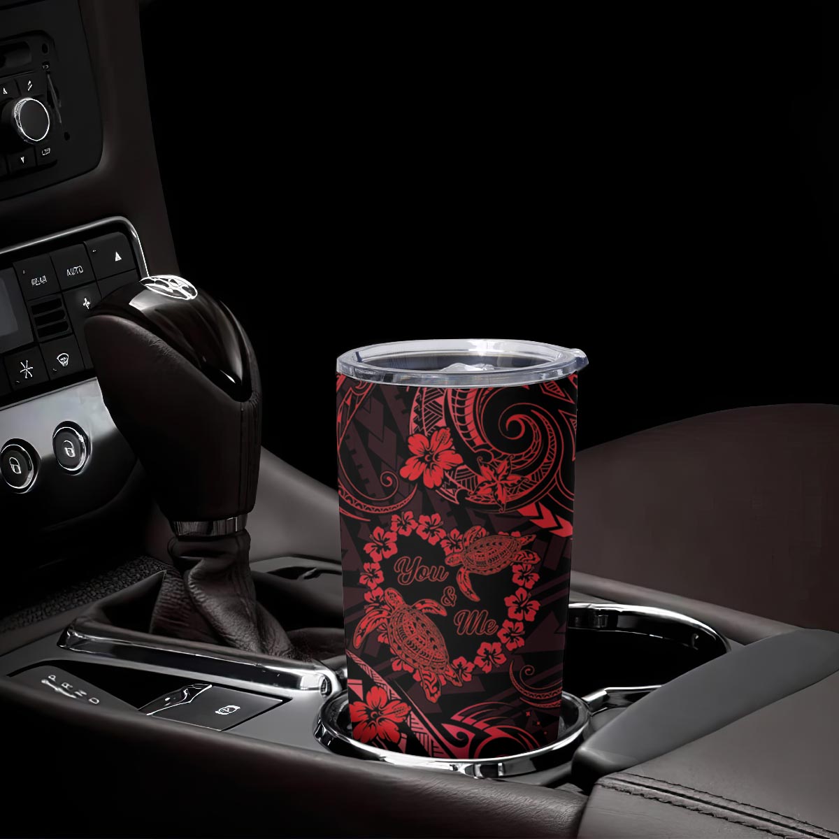 Polynesian Turtle Valentine Tumbler Cup You And Me Red Hibiscus Heart