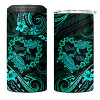 Polynesian Turtle Valentine 4 in 1 Can Cooler Tumbler You And Me Turquoise Hibiscus Heart LT01 One Size: 16 oz Turquoise - Polynesian Pride