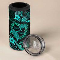 Polynesian Turtle Valentine 4 in 1 Can Cooler Tumbler You And Me Turquoise Hibiscus Heart LT01 - Polynesian Pride