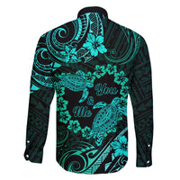 Polynesian Turtle Valentine Family Matching Off Shoulder Long Sleeve Dress and Hawaiian Shirt You And Me Turquoise Hibiscus Heart LT01 - Polynesian Pride