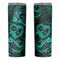 Polynesian Turtle Valentine Skinny Tumbler You And Me Turquoise Hibiscus Heart LT01 Turquoise - Polynesian Pride
