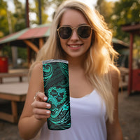 Polynesian Turtle Valentine Skinny Tumbler You And Me Turquoise Hibiscus Heart LT01 - Polynesian Pride