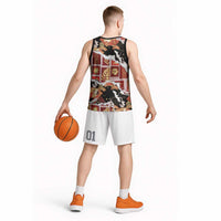 Hawaii Japanese Culture Black Basketball Jersey Spring Cranes Aloha Pattern