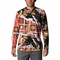 Hawaii Japanese Culture Black Button Sweatshirt Spring Cranes Aloha Pattern
