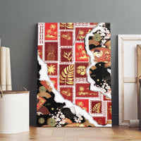 Hawaii Japanese Culture Black Canvas Wall Art Spring Cranes Aloha Pattern