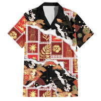 Hawaii Japanese Culture Black Family Matching Long Sleeve Bodycon Dress and Hawaiian Shirt Spring Cranes Aloha Pattern LT01 Dad's Shirt - Short Sleeve Black - Polynesian Pride