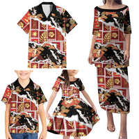Hawaii Japanese Culture Black Family Matching Puletasi and Hawaiian Shirt Spring Cranes Aloha Pattern LT01 - Polynesian Pride