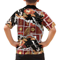 Hawaii Japanese Culture Black Family Matching Summer Maxi Dress and Hawaiian Shirt Spring Cranes Aloha Pattern LT01 - Polynesian Pride