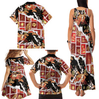 Hawaii Japanese Culture Black Family Matching Tank Maxi Dress and Hawaiian Shirt Spring Cranes Aloha Pattern LT01 - Polynesian Pride