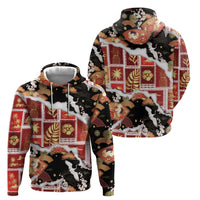 Hawaii Japanese Culture Black Hoodie Spring Cranes Aloha Pattern