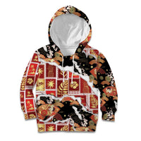 Hawaii Japanese Culture Black Kid Hoodie Spring Cranes Aloha Pattern LT01 Hoodie Black - Polynesian Pride