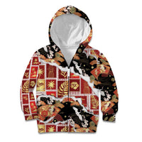 Hawaii Japanese Culture Black Kid Hoodie Spring Cranes Aloha Pattern LT01 Zip Hoodie Black - Polynesian Pride
