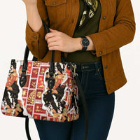 Hawaii Japanese Culture Black Leather Bag Spring Cranes Aloha Pattern