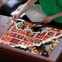 Hawaii Japanese Culture Black Puzzle Spring Cranes Aloha Pattern