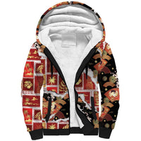 Hawaii Japanese Culture Black Sherpa Hoodie Spring Cranes Aloha Pattern LT01 Unisex Black - Polynesian Pride