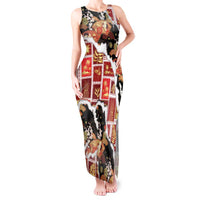 Hawaii Japanese Culture Black Tank Maxi Dress Spring Cranes Aloha Pattern