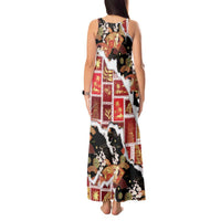 Hawaii Japanese Culture Black Tank Maxi Dress Spring Cranes Aloha Pattern